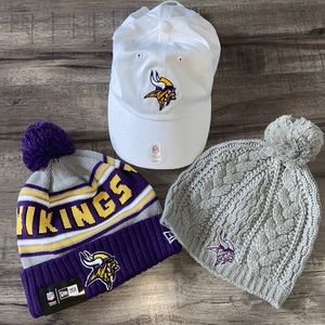 3 Minnesota Vikings women’s hats all new, two with tags bundle deal